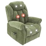 Elite Care Hainworth fabric Dual motor riser recliner electric chair with heat and massage - Choice of Colours (Green)