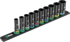 Wera 9660 Magnetic Rail B Impaktor Deep 1 Socket Set, 3/8" Drive, 10 Pieces