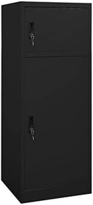 vidaXL Resistant Steel Saddle Cabinet with Lockable Compartments - Black 53x53x140 cm - Adjustable Saddle Rack and Hooks