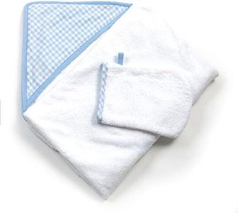 Tadpoles 2-Piece Hooded Towel & Mitt Set - Blue | 36" x 36" Towel - 9" x 6" Mitt | Made of 100% Woven Cotton Terry Cloth | Ideal for Babies & Toddlers | Soft, Absorbent, Durable & Machine-Washable