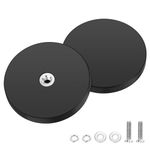 Wukong Rubber Coated Magnets Ø43mm, 2 Pack Strong Magnets Anti-Slip with M4 Flat Thread, Magnets with Thread for Vehicles, Lamps, Attaching Tools