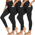 3 Packs Leggings with Pockets for Women, Soft High Waisted Tummy Control Workout Yoga Pants