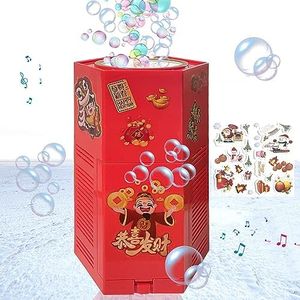 Firework Bubble Machine,20 Holes Portable Automatic Bubble Machine with LED Lights and Music for Kids,Firework Bubble Makers for Party,Wedding,Chinese Spring Festival Supplies