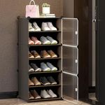 AYSIS DIY Shoe Rack Plastic Shoe Rack for Home Plastic Shelves Household, Shoe Rack with Door Outdoor for Heels/Shoes for Entryway,Hallway,Bedroom Living Room and Office (Grey, 6-SHELF-3-DOOR)