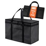 NZ home Insulated Food Delivery Bag (2XL) Thermal Bag, Cooler Bag for Grocery Shopping, Hot & Frozen Food Takeaway, Reusable, Foldable & Heavy Duty (Black)