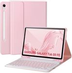 Keyboard Case for Samsung Galaxy Tab S9 FE 10.9"/ S9 11" 2023,Case with Keyboard for Samsung S9 FE with S Pen Holder,Detachable Wireless Bluetooth Keyboard for Galaxy S9 11" Auto Wake/Sleep,Pink