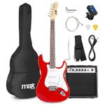 Max GigKit Red Beginner Electric Guitar Starter Kit with Classic S-Style Design, 40W Amplifier, Guitar Bag, Tuner & Accessories Included – Ideal Complete Package for New Learners