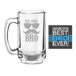 TheYaYaCafe Yaya Cafe Birthday Bhaidooj Gifts for Brother My Cool Bro Engraved Beer Mug Playboy 357 ml, Coasters