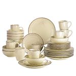 vancasso Navia Nature Dinner Set, Stoneware Vintage Look Cream Dinnerware Tableware, 32 Pieces Dinner Service Set for 8, Include Dinner Plate, Dessert Plate, Cereal Bowl and Mug