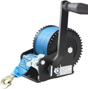 Vevitts 2000lbs Heavy Duty Hand Winch, Hand Crank Winch with 8M Polyester Strap with Hook, Crank Gear Winch Boat Winch Two-Way Manual Ratchet Winches for ATV Boat Trailer Marine