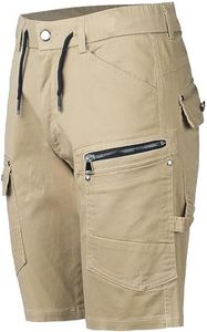 BIG BEE Utility Work Cargo Shorts Stretch Cotton Short Pants Belt Loops Elastic Waist Khaki