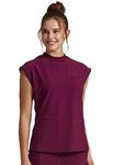 Infinity Mock Neck Top for Women with 4 Pockets, Dolman Sleeves, and Rib-Knit Back Panel - Stylish Medical Top CK742A, M, Wine