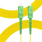 FLYPROFiber 10m/33ft SC/APC to SC/APC Optic Fiber Cable, OS2 Single Mode Fiber Patch Cable, SC APC to SC APC Simplex Length Option: 0.5m-50m 9/125um LSZH Yellow OD-2.0mm 10M(33ft)