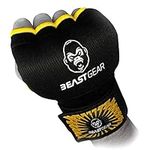 Beast Gear Advanced Inner Boxing Gloves Gel Mitts for Combat Sports, MMA and Martial Arts (Black Yellow/Large)