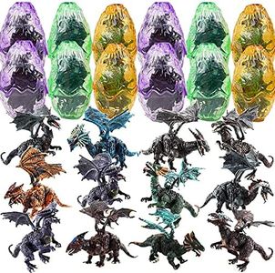 Liberty Imports 12 Pack Deluxe 3D Action Figures Realistic Figurine Puzzles in Jurassic Hatching Eggs - Ideal Kids Toy Party Favors Bulk Supplies (Dragons)