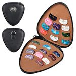 Dadanism Guitar Pick Holder Case, PU Leather Guitar Plectrums Bag Case with 22 Picks for Acoustic Electric Guitar Variety Pack Picks Storage Zipper Pouch Bag Guitar Accessory Kit Organizer, Black