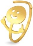 Dreamtimes Smiley Face Figurine Sign Language Rings for Women Men Adjustable Ring with Opening Stainless Steel Finger Medium Stickman Couple Rings (Gold)