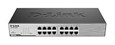 D-Link 16-Port Fast Ethernet Unmanaged Desktop/Rackmount Switch, Plug and play, Rugged Metal Housing, IEEE 802. 3az Energy Efficient Ethernet (EEE) (DSS-16+) , Black