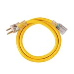 Ultra Explorer 3 FT Lighted End Indoor Extension Cord - 12/3 Heavy Duty Extension Cord Yellow, 3 Prong Grounded Plug for Safety, SJTW, 15 AMP - Great for Garden and Major Appliance