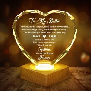 WAVEJOE Best Gift to My Bestie 3D Illusion Lamp, to My Best Friend, 3D Crystal Night Light Gift for Bestie's Birthday, Holiday, for Best Friend Sister Girls Women Soft Warm White Colors