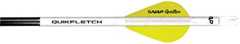 New Archery Products Quikfletch Quikspin 2" 3-Vane Stabilizing Fletching - White Tube, Yellow/White Vanes