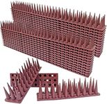 24Pack Bird Spikes - Total Length 408 inch Plastic Bird Deterrent Spikes - Bird Deterrent Spikes Keep Pigeon, Squirrel, Raccoon, Cats,Plastic Fence Spikes for Railing and Roof Brown
