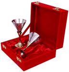 JAIPUR ACE Silver Plated Brass Wine Goblet/Wine Glasses Set Of 2 Pieces (Small Silver Plated Wine Glass Set), 60 ML