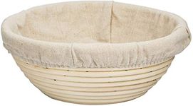 MEETOZ 9.8 inch Round Banneton Brotform Bread Dough Proofing Rising Rattan Handmade Basket with Linen Liner Cloth - 25 x 8.5cm