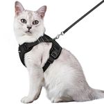 rabbitgoo Cat Harness and Lead Set, Escape Proof Kitten Harness with Cat Leash Metal Ring, Lightweight Soft, Reflective Adjustable Vest Harnesses for Small Cat Walking Travel M, Black