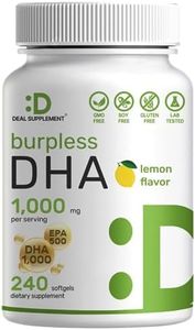 DHA Supplements | 240 Softgels, Burpless, Lemon Flavor, DHA 1000mg + EPA 500mg, Wild Caught Fish