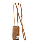 Genuine Eco-Friendly Leather Black iPhone Case Crossbody - Cell Phone Purse Cross Body Wallet ID Card Holder Sleeve, Adjustable Shoulder Strap; iPhone Leash for Travel (Tan/Beige, iPhone 11 Pro Max)