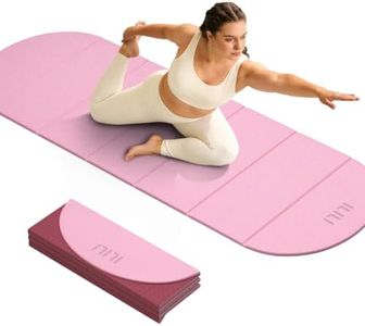 ILILI Foldable Yoga Mat-Semicircular, 10mm Thick, TPE Material, Extra Long 75"L x 26"W, Soft and Comfortable Folding Oval Mat 0.4 Inches, Easy to Carry and Store, 190*66cm Portable Multi-Functional Use for Yoga, Home Exercise & Outdoor (Light Pink+Rose Pink)