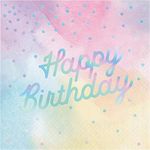 Creative Converting PC336699 Iridescent Birthday 3-Ply Lunch Paper Napkins, 16 Pcs