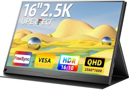 UPERFECT 2.5K 16" Portable Monitor, 400 Nits QHD 2560x1600 16:10 Screen, Standard HDMI & 2 USB-C Ports, IPS Eye Care Matte Display, Narrow Edge with Metallic Rear Casing, Smart Cover