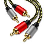 RCA Cable 2Rca Male to 2-RCA Male Audio Stereo Subwoofer Cable [Hi-Fi Sound] Nylon-Braided Auxiliary Audio Cord for Home Theater, HDTV, Amplifiers, Hi-Fi Systems,Speakers and etc (0.5M/1.5Ft)