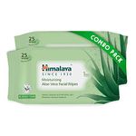 Himalaya Moisturising Aloe Vera Facial Wipes, 25 Count (Pack Of 2)