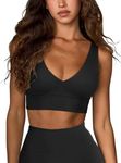 LASLULU Womens Sexy Sports Bra Crop Tops Sleeveless High Impact Athletic Running Sports Bra Cropped Workout Tank Tops with Built in Bra(Black Large)