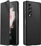 LIKECASE Stylish Leather Case with Built-in Card Slot Flip Cover Compatible for Samsung Galaxy Z Fold 3 5G / Samsung Galaxy Z Fold3 5G (Black)