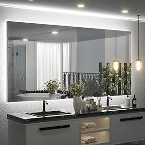 Keonjinn Backlit Mirror 72 x 36 Inch LED Mirror Bathroom Vanity Mirror with Lights Large Wall Mounted Acrylic Lighted Bathroom Mirror CRI90 IP54 Anti-Fog Dimmable Makeup Mirror (Horizontal/Vertical)