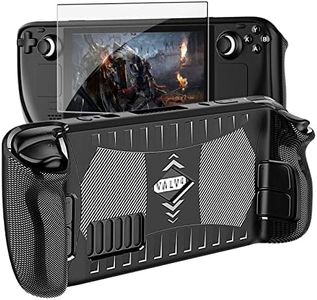 Upgraded Protective Case for Steam Deck with Screen Protector, YUANHOT Soft TPU Protector Cover Accessories Kit with Anti-Collision and Easy Installation Design - Black