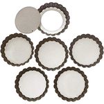 Webake Mini Tart Pan Set of 6, Non-Stick 4 Inch Quiche Pie Mold Removable Bottom Mini Tart Tins