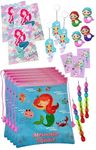 Le Delite Mermaid Theme Party Return Gifts for Kids Girls/Combo Pack of 5 Items I Princess Fish Carry Bag,Diary with School Stationary Pencil, Eraser & Keychain (Mermaid Full Combo (5 Piece))