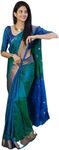 Jaanvi fashion Women's Kanjivaram Silk Saree With Blouse Piece (umika-blue)