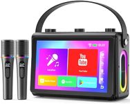 Verkstar Karaoke Machine for Adults, with Lyrics Display, 10.1" HD Screen, 2 Wireless Microphones, Portable Karaoke System Supports Lyric Sync/HDMI/USB/TF/Echo for Home Party Christmas