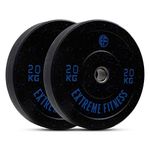 EXTREME FITNESS Hi-Temp RUBBER BUMPER WEIGHT PLATES COLOURED GYM 2" (2 x 20kg)