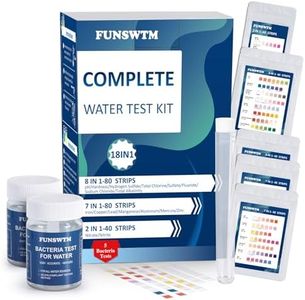 Home Water Testing Kits for Drinking Water: 18 in 1 200 Strips + 5 Bacteria Tests Kit- Well Tap Home Water Test Strips for Lead Bacteria Fluoride Hardness Iron pH and More