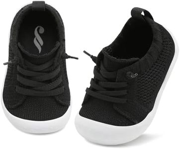 JIASUQI Infant Shoes Baby Walking Shoes for Boys Girls Sneaker for Toddler Slip on Shoes Black 18-24 Months
