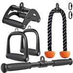 SELEWARE Triceps LAT Pulldown Attachments Home Gym Workout Accessories with Non-Slip Soft Rubber Grip Cable Machine Attachments Triceps Rope Double D Row Handle Pull Down Bar Straight Bar Exercise