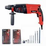 ENON 26Mm Hammer Drill Machine 800W, Reversible & Variable Speed Hammer Drill With Three Functions, 1100 Rpm With Drill Chuck Adaptor & Screwdriver Bits, Heavy Duty (Xe-2261), Red & Black