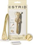 Estrid Razor Starter Set, Women's Razor Set with 5-Blade System, Vegan Moisture Strips, 2 Replacement Small, Wall Mount (Halo)
